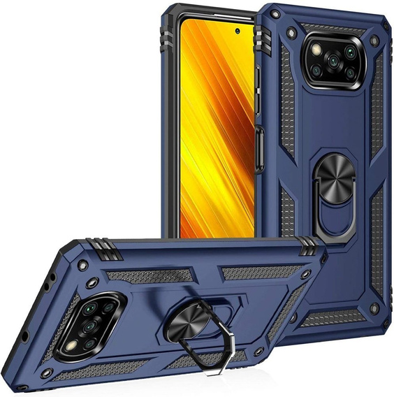 Бронированный Чехол до Xiaomi Poco X3 NFC, Nox Case Ring, синий