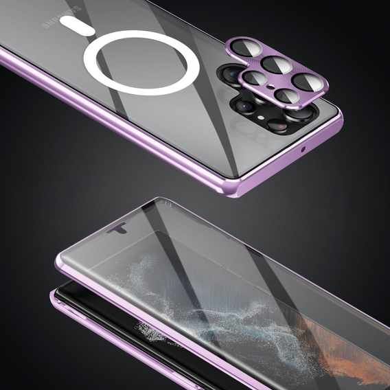 Магнітний чохол Dual Glass MagSafe для Samsung Galaxy S24 Ultra, фіолетовий