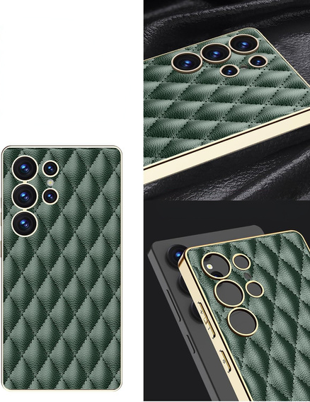 Чохол для Samsung Galaxy S25 Ultra, Leather Rhombus, зелений