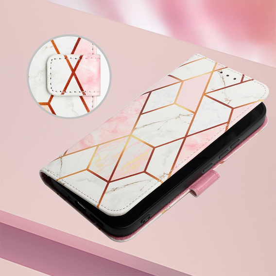 Чохол-книжка для Xiaomi Redmi Note 13 Pro 4G / Xiaomi Redmi Note 14S / Xiaomi Poco M6 Pro 4G, Wallet, Marble рожевий
