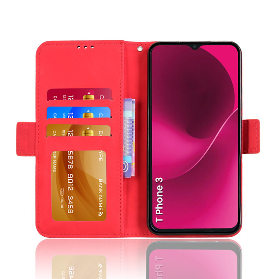 Футляр з клапаном для T Phone 3 5G, Card Slot, червоний