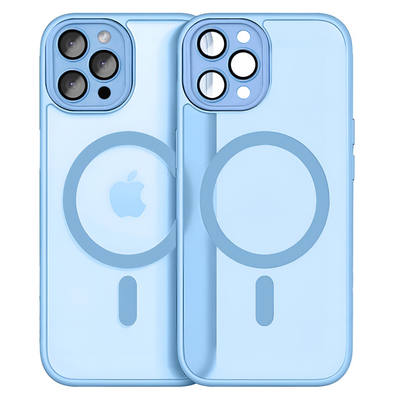 Чохол для iPhone 16 Pro, для MagSafe, ERBORD Matt Case, синій + захисне скло