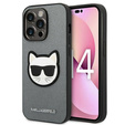 Чехол Karl Lagerfeld до iPhone 14 Pro Max, Saffiano Choupette Head Patch, серебряный