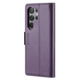 Чехол для Samsung Galaxy S24 Ultra, ERBORD Glossy Litchi, кошелек с клапаном, фиолетовый