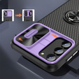 Чoхол до Samsung Galaxy S23, Camera Slide Ring, чорний / фіолетовий