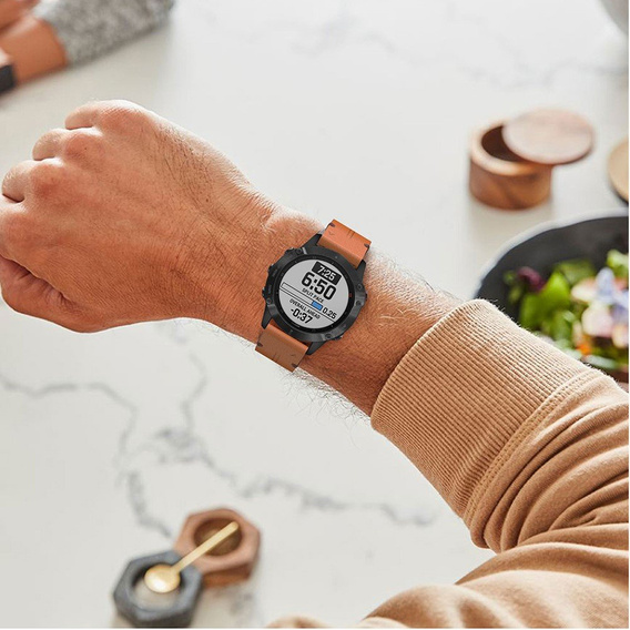 Кожаный ремешок для часов Garmin Fenix 5/6/6 Pro / 7 / Forerunner 935/945 (22mm) - Brown