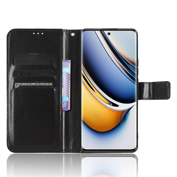 Футляр з клапаном для Realme 11 Pro 5G / Pro+ 5G, Crazy Horse Wallet, чорний