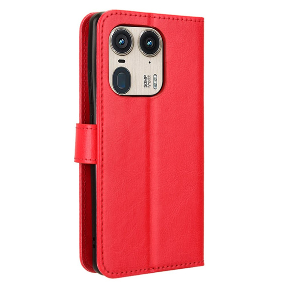 Футляр з клапаном для Motorola Edge 50 Ultra, Crazy Horse Wallet, червоний