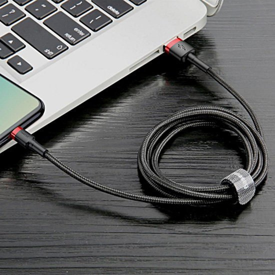 BASEUS Cafule Kaбель Lightning 2.4A 0.5M - Black/Red