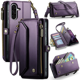 Чехол CASEME для Samsung Galaxy A56 5G, RFID Leather Wallet, с плечевым ремнем, фиолетовый