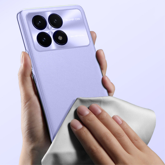 Кожаный чехол для Xiaomi Poco F6 Pro, leather hybrid, фиолетовый