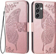 Откидной чехол для Samsung Galaxy M55 5G, Butterfly, розовый rose gold