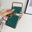 Чохол для Samsung Galaxy Z Flip4 5G, Grid Leather, зелений