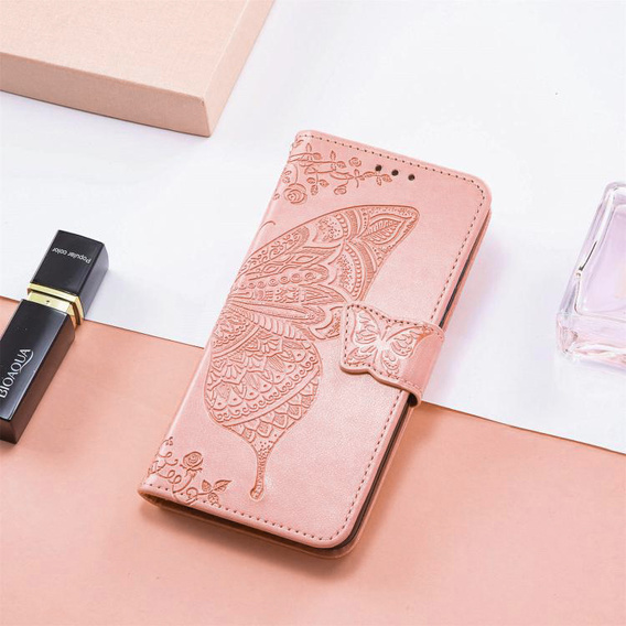 Чохол-книжка для T Phone 3 5G, Butterfly, рожевий rose gold