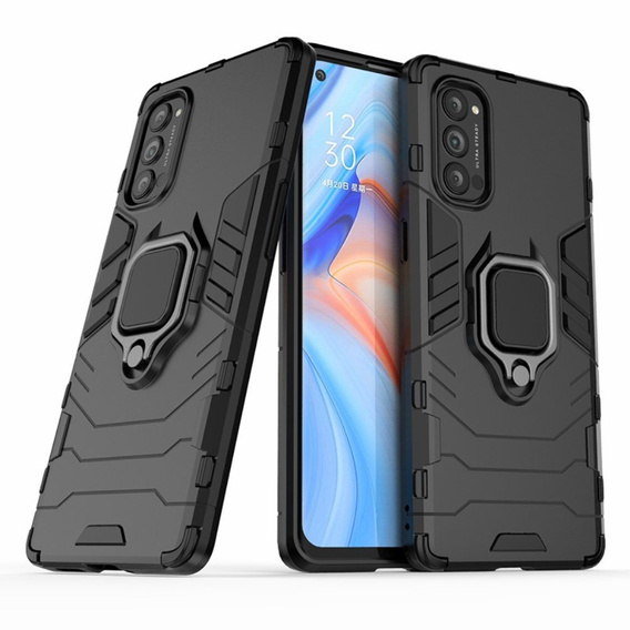 Чехол до Oppo Reno 4 Pro 5G, Kickstand Ring, чёрный