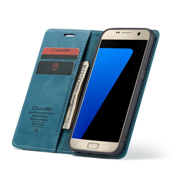 Чехол CASEME для Samsung Galaxy S7, Leather Wallet Case, синий