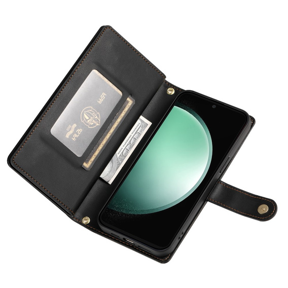 Откидной чехол для Samsung Galaxy S24 FE, Wallet Zipper Pocket, чёрный