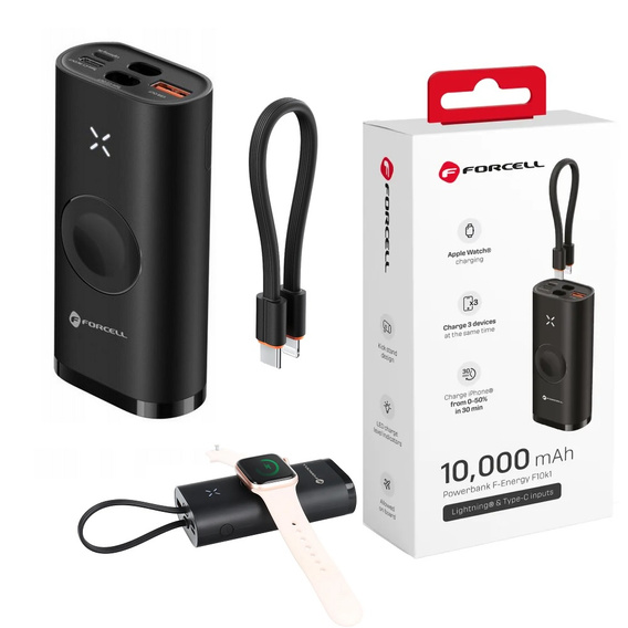 Бездротовий зарядний пристрій Powerbank Акумулятор для Apple Watch SE/7/8/9/10/Ultra 10000 мАг (37 Вт·год)