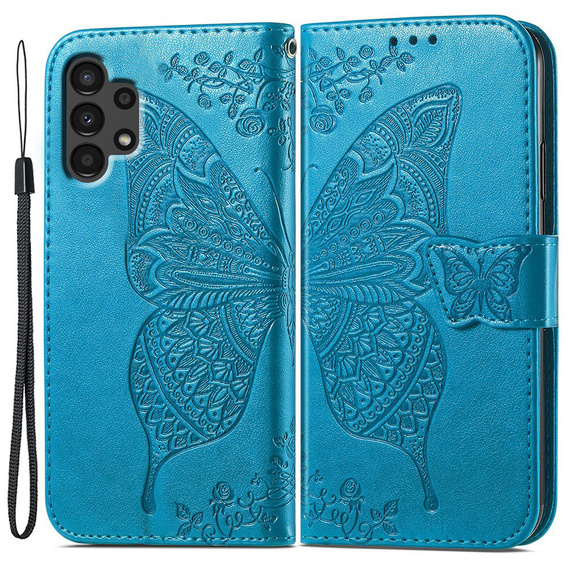 Откидной чехол для Samsung Galaxy A13 4G, Butterfly, синий