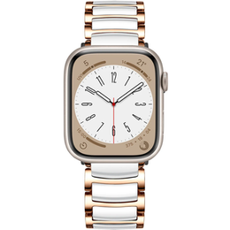 Браслет Stainless до Apple Watch 1/2/3/4/5/6/7/SE 42/44MM - Rose Gold/White