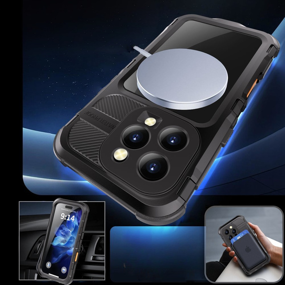 Водонепроникний чохол IP68 для iPhone 16 Pro, SHELLBOX MagSafe, чорний