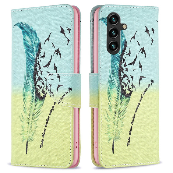 Откидной чехол для Samsung Galaxy A55 5G, Wallet, Feather, синий