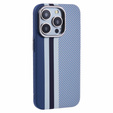 Чехол для iPhone 13 Pro Max, Carbon Fiber MagSafe, синий