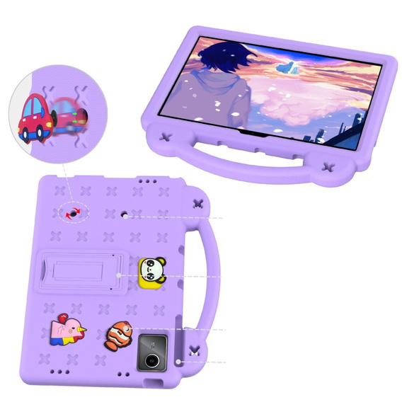 Дитячий чохол для планшета Lenovo Tab M11, Cute Patterns, з підставкою, фіолетовий