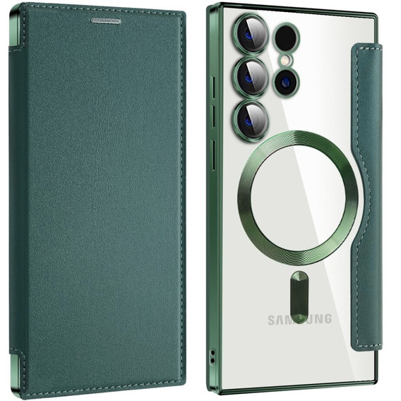 Чохол-книжка для Samsung Galaxy S24 Ultra, RFID Wallet MagSafe CamShield, зелений