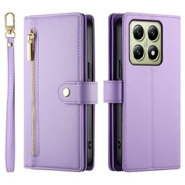Откидной чехол для Xiaomi 14T, Wallet Zipper Pocket, фиолетовый