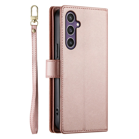 Чохол-книжка для Samsung Galaxy S25, Wallet Zipper Pocket, рожевий