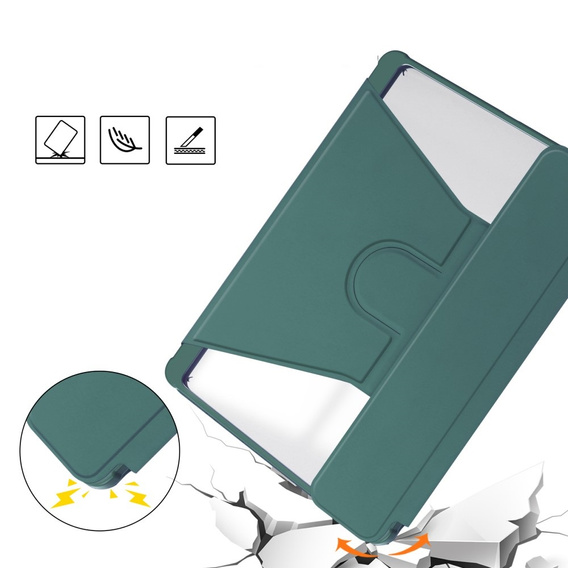 Чехол клавиатура для Samsung Galaxy Tab S10 Lite / S10 FE / S9 FE, Rotary 360° Leather, тёмно-зелёный