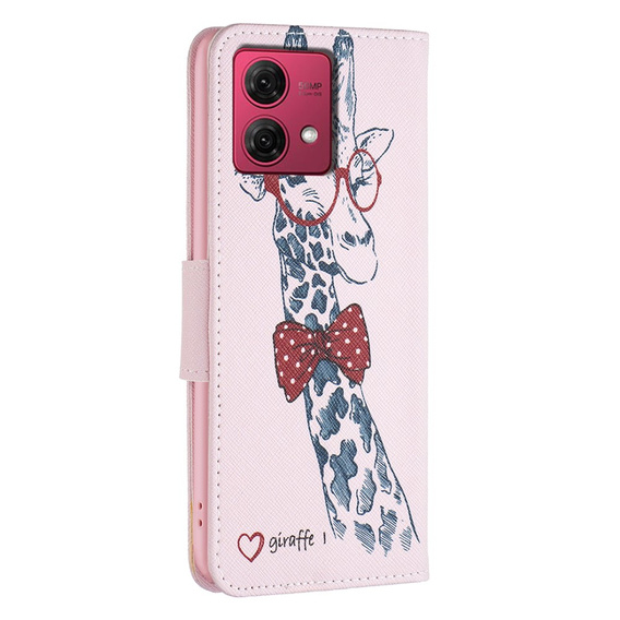 Откидной чехол для Motorola Moto G84 5G, Wallet, giraffe, розовый