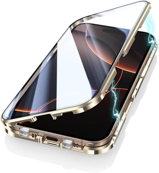 Чохол для iPhone 16 Pro, Magnetic Dual Glass, золотий