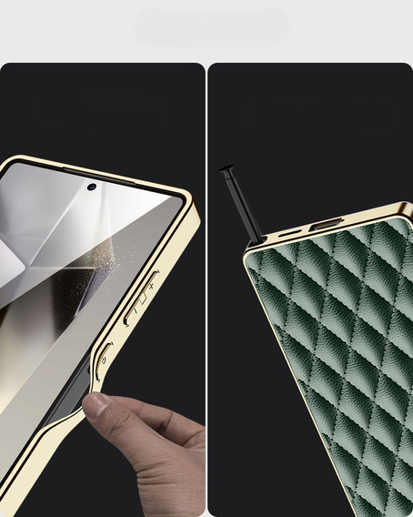 Чохол для Samsung Galaxy S25 Ultra, Leather Rhombus, зелений