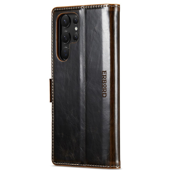 Чохол-книжка для Samsung Galaxy S23 Ultra, ERBORD Waxy Wallet, коричневий