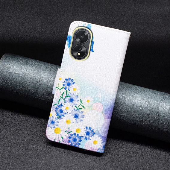 Откидной чехол для Oppo A38 4G / Oppo A18 4G, Wallet, Butterfly & Flowers белый