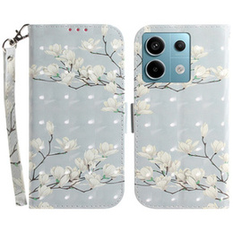 Откидной чехол для Xiaomi Redmi Note 13 Pro 5G, Wallet, Magnolia Flowers серый