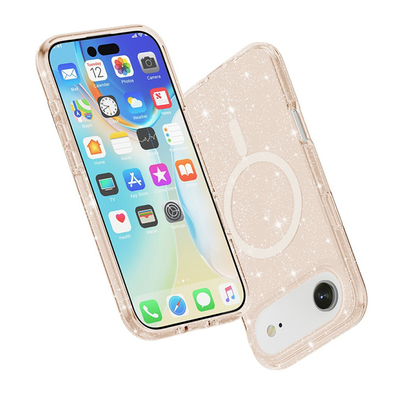Чехол для iPhone Air, для MagSafe, глиттер, полупрозрачное золото