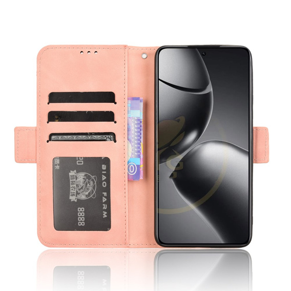Футляр з клапаном для Xiaomi 14T Pro, Card Slot, рожевий
