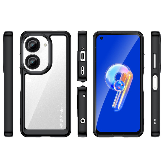 Чехол до Asus Zenfone 9 5G / 10 5G, Fusion Hybrid, прозрачный / черный