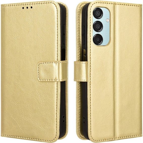 Футляр з клапаном для Samsung Galaxy M15 5G, Crazy Horse Wallet, золотий