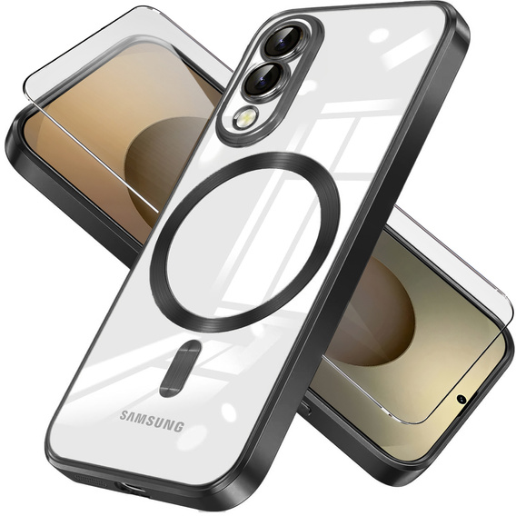 Чехол для Samsung Galaxy S25 Edge, Electro MagSafe, чёрный + стекло для экрана