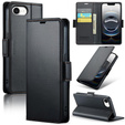 Чохол для Iphone 16E, ERBORD Glossy Litchi, гаманець з клапаном, чорний