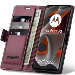Чохол для Motorola Edge 50 Pro, ERBORD Glossy Litchi, гаманець з клапаном, червоний