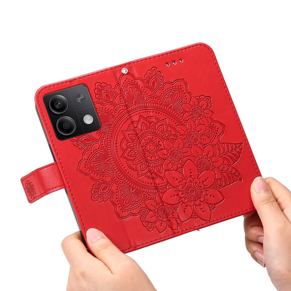 Чохол-книжка для Xiaomi Redmi Note 13 5G, Mandala, червоний