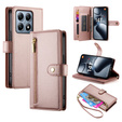 Откидной чехол для Xiaomi 14T Pro, Wallet Zipper Pocket, розовый