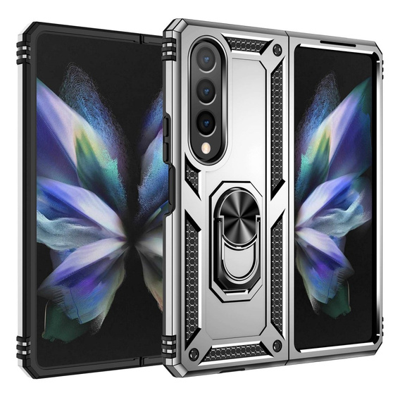 Бронированный Чехол до Samsung Galaxy Z Fold 4 5G, Nox Case Ring, серебряный