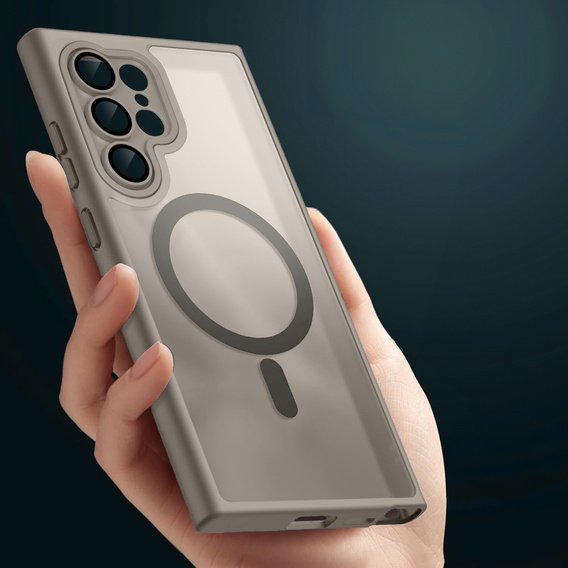 Чехол для Samsung Galaxy S25 Ultra, для MagSafe, ERBORD Matt Case, титановый серый + стекло для экрана