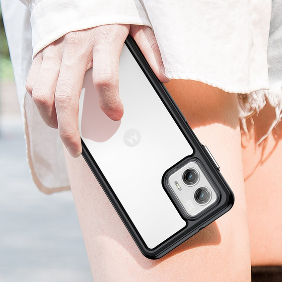 Чехол до Motorola Moto G73 5G, Fusion Hybrid, прозрачный / черный